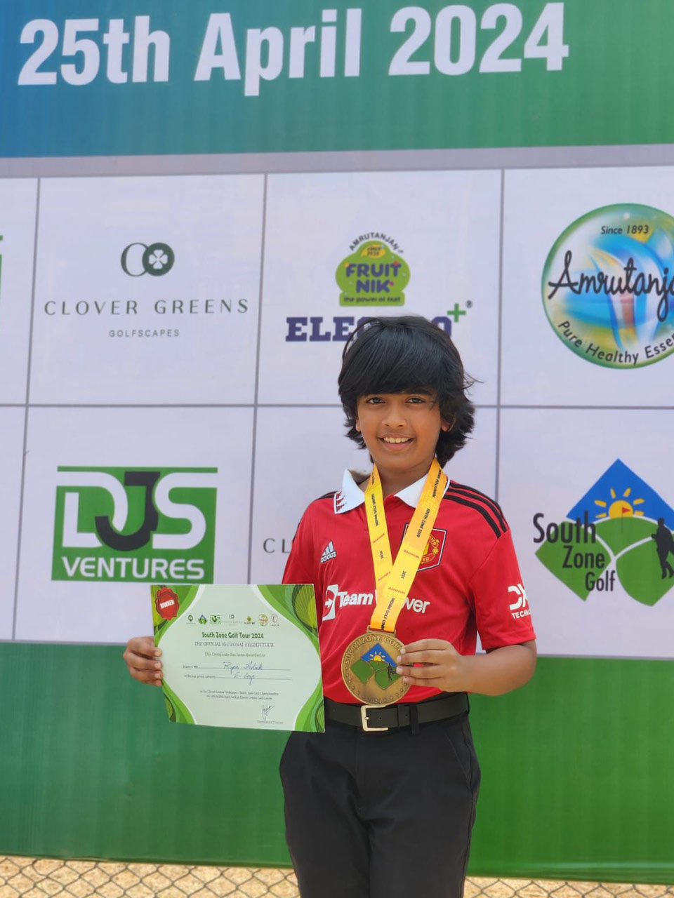Ryan Advik won the 'E' Boys category at IGU South Zone Clover Greens Junior Golf Championship