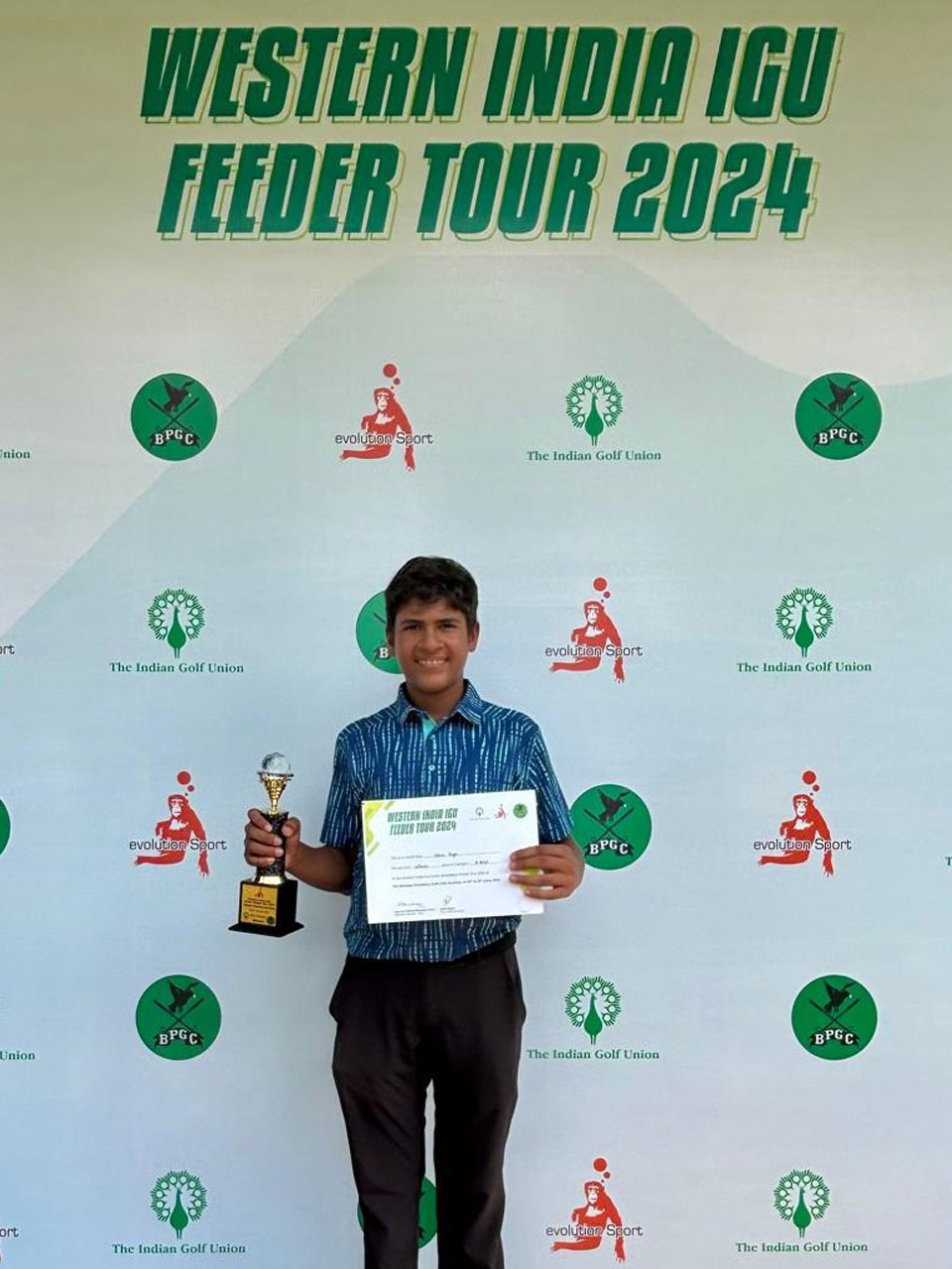 Advay Bagla won the 'B' Boys Category at the Western India IGU Feeder Tour held in Bombay Presidency Golf Club, Mumbai 