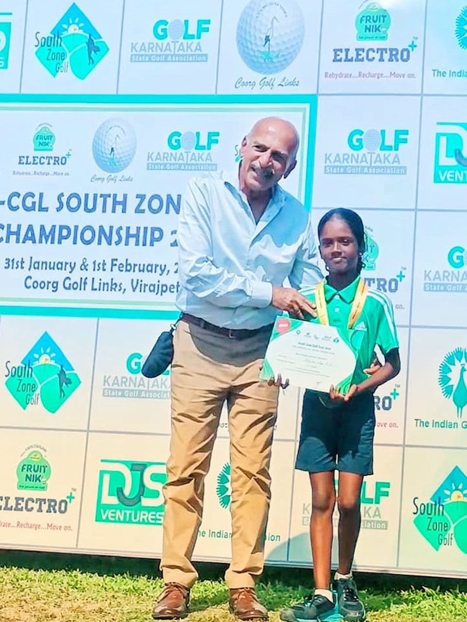 Arpita Shaji wins Category 'D' girls at IGU Coorg Golf Links South Zone Golf Championship held in Virajpet Coorg.