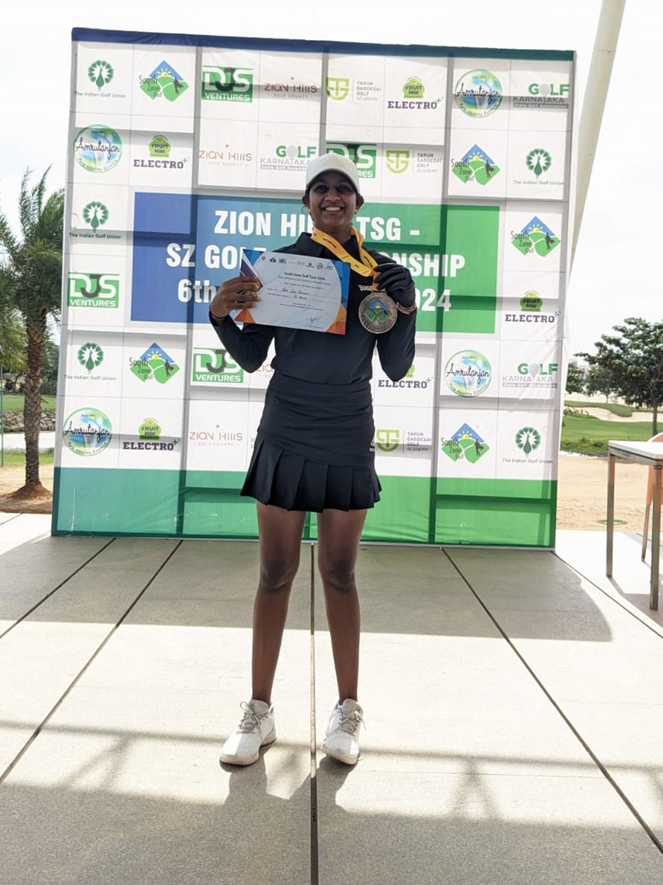 Dia Cris Kumar won  'B' Girls category at the IGU Zion Hills TSG South Zone Golf Championship, held at Zion Hills, Bangalore