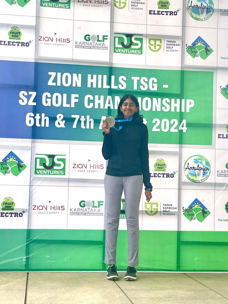 Anuradha Nandigam finished runner up in 'B ' Girls Category  at the IGU Zion Hills TSG South Zone Golf Championship, held at Zion Hills, Bangalore