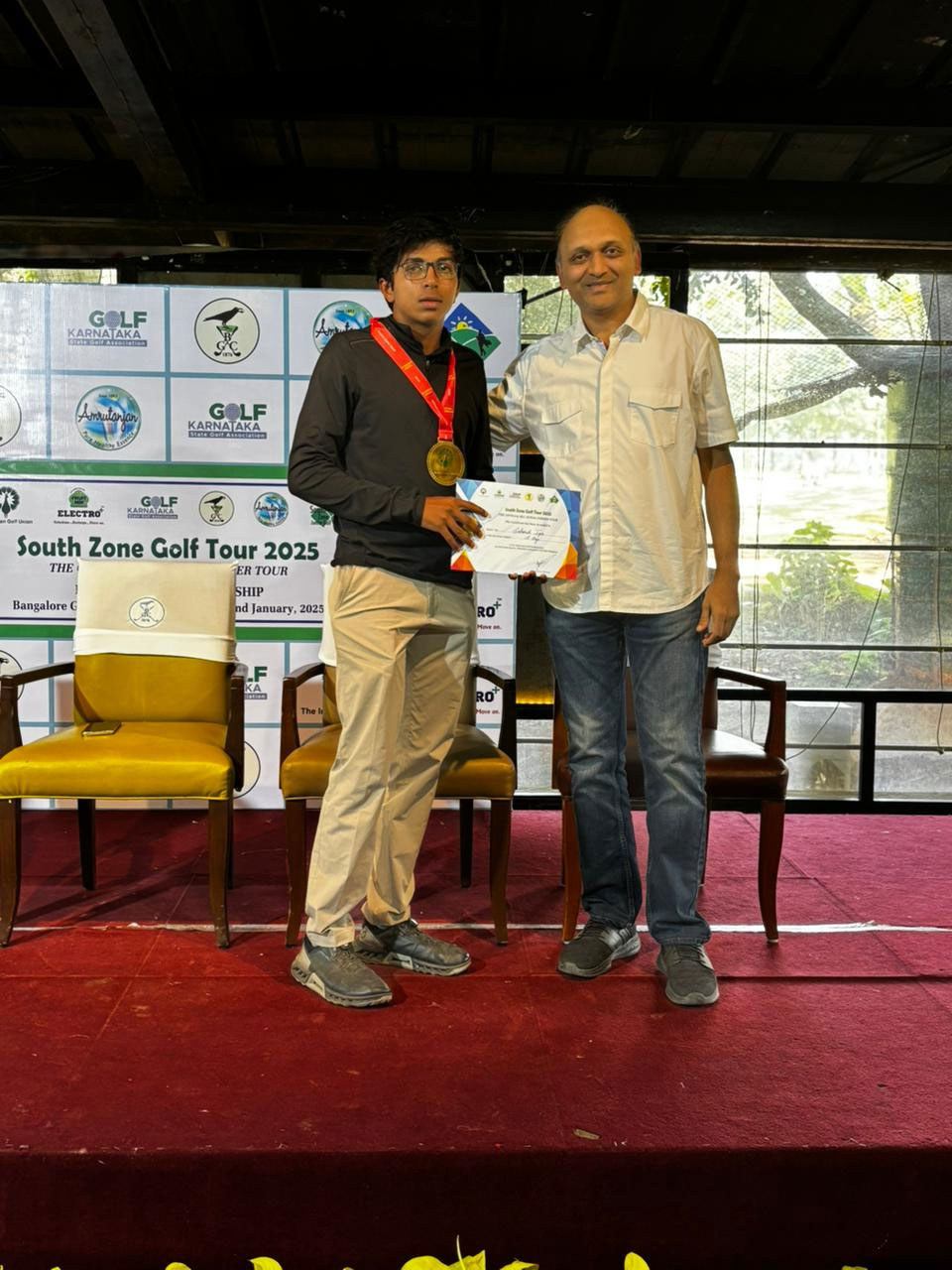 Saharsh Iyer finished as the runner up in the 'A' Boys Category at the IGU BGC South Zone Golf Championship held at Bangalore Golf Club, Bangalore.